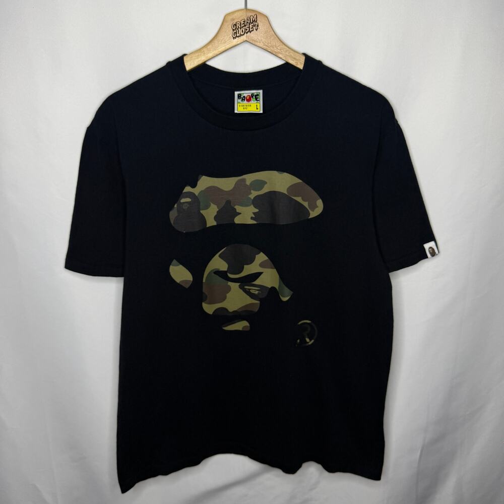 A Bathing APE BAPE Ape Head Nigo Camo Tee in Black L